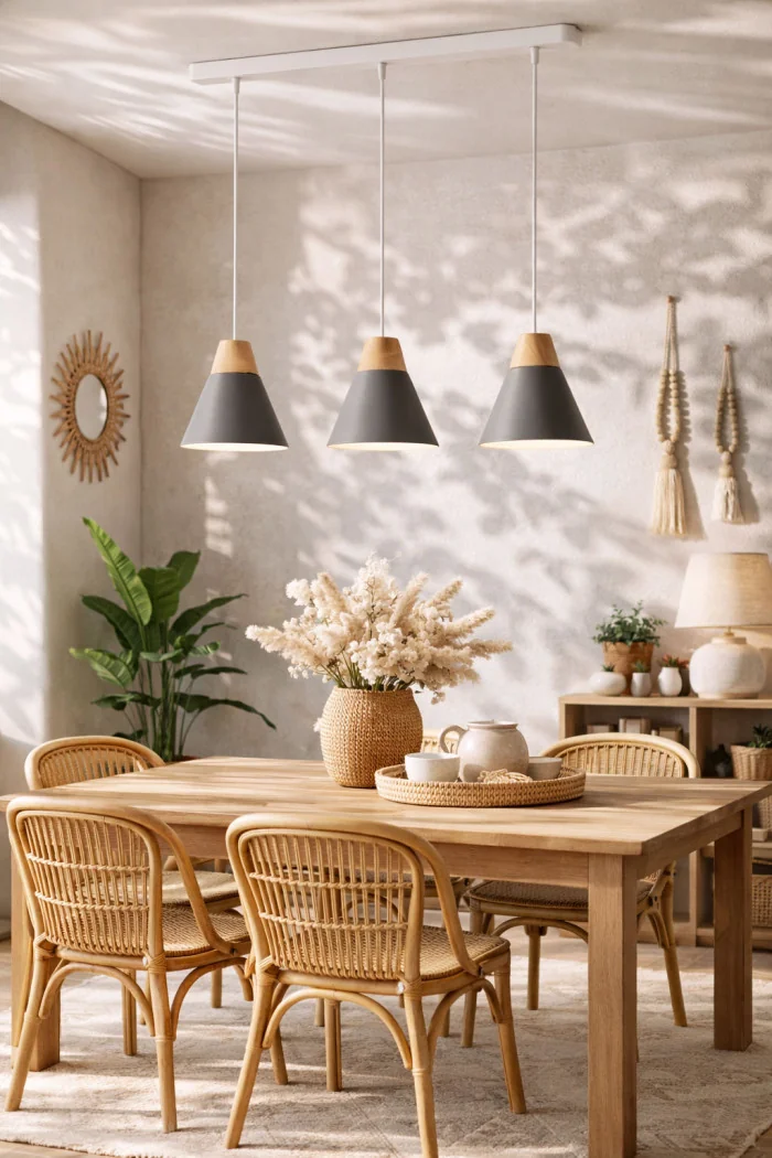 Lámpara de techo en aluminio y madera - Gris