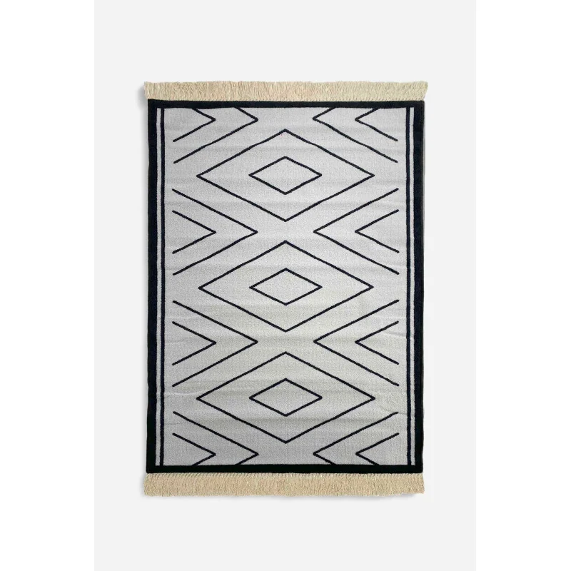 Alfombra Étnica Zig Zag con Flecos Antideslizante - 3 Tamaños
