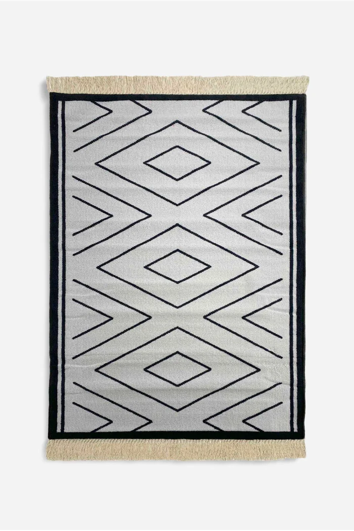 Alfombra Étnica Zig Zag con Flecos Antideslizante - 3 Tamaños