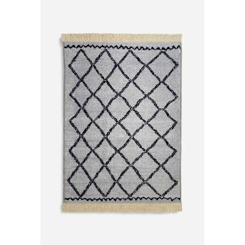 Alfombra Étnica Rombos con Flecos Antideslizante - 2 Tamaños