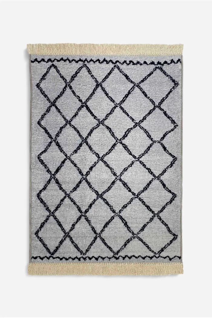 Alfombra Étnica Rombos con Flecos Antideslizante - 2 Tamaños