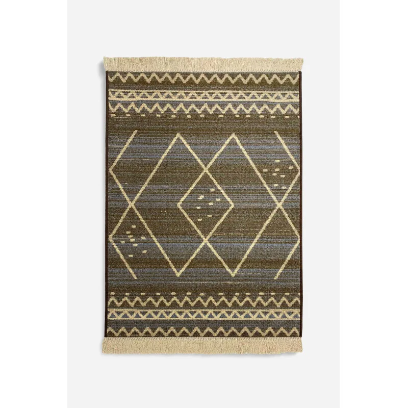 Alfombra Étnica Vintage con Flecos Antideslizante - 2 Tamaños