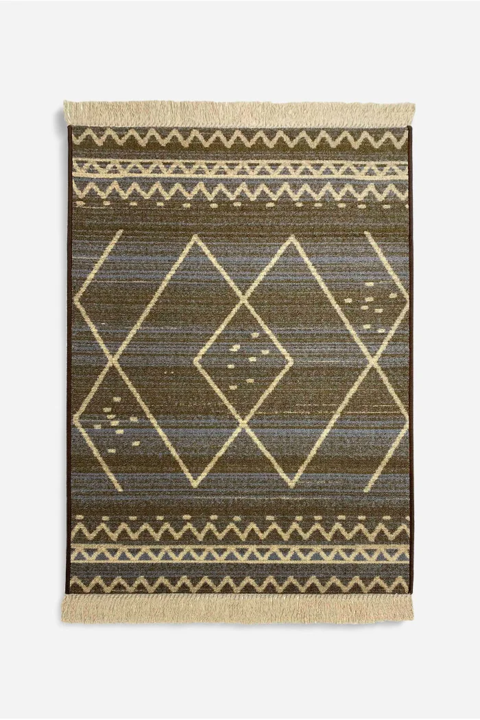 Alfombra Étnica Vintage con Flecos Antideslizante - 2 Tamaños