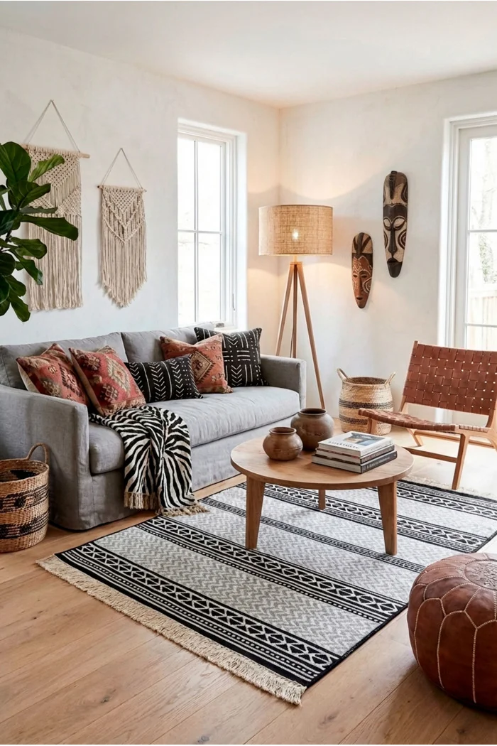 Alfombra Étnica con Flecos Antideslizante - 3 Tamaños