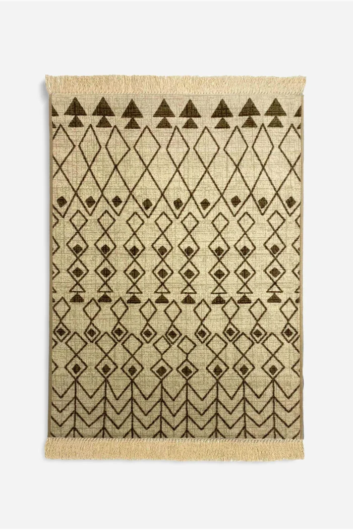 Alfombra Étnica Vintage con Flecos Antideslizante - 2 Tamaños