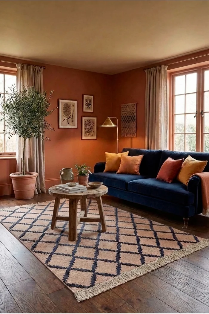 Alfombra Étnica con Flecos Antideslizante Natural/Negro- 2 Tamaños