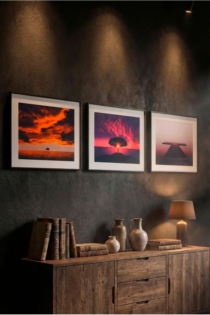 Set de 3 Cuadros de Cristal en Varios Modelos - 40x30 cm