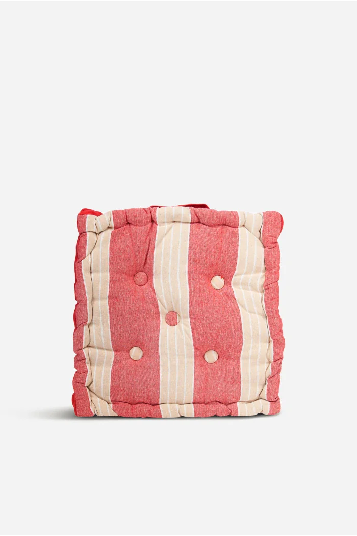 Cojín de suelo (40 x 40 cm) doble cara líneas/rojo