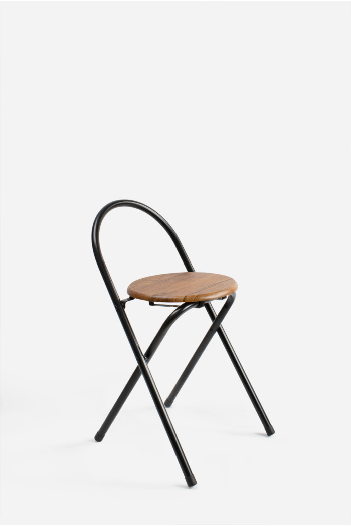 Silla Plegable de Metal y Madera - 65 x 38 x 39 cm