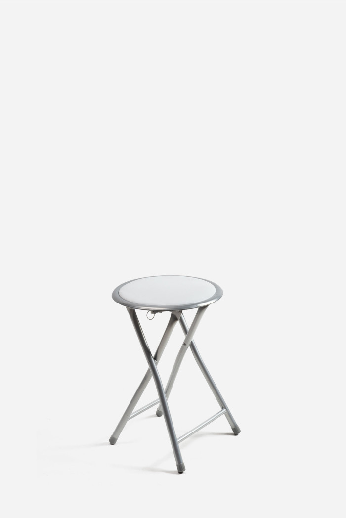 Taburete Plegable de Aluminio - Silla de Metal y Asiento Acolchado