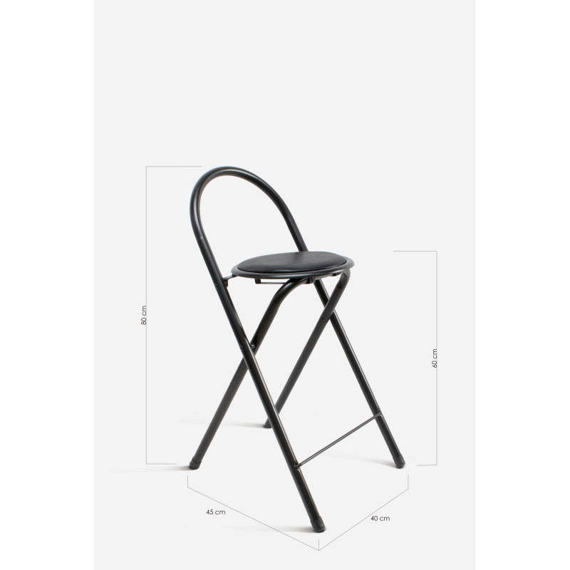 Taburete Plegable Alto Naia 40x45x80 cm | Metal y PVC Compacto