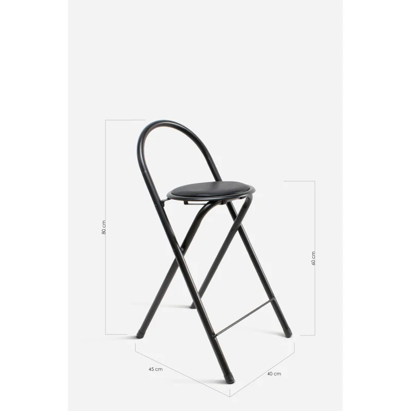 Taburete Plegable Alto Naia 40x45x80 cm | Metal y PVC Compacto