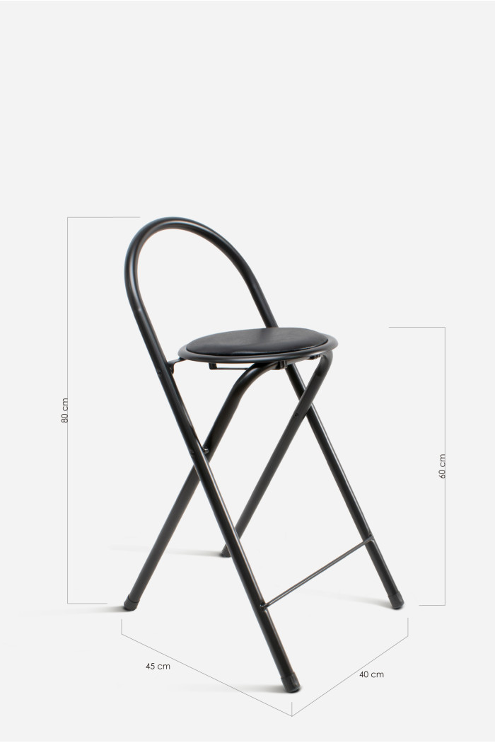 Taburete Plegable Alto Naia 40x45x80 cm | Metal y PVC Compacto