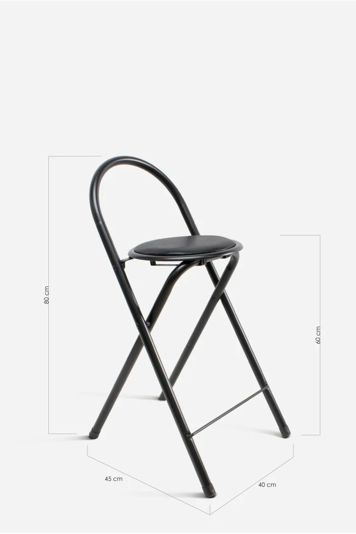 Taburete Plegable Alto Naia 40x45x80 cm | Metal y PVC Compacto