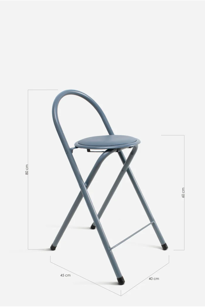 Taburete Plegable Alto Naia 40x45x80 cm | Metal y PVC Compacto