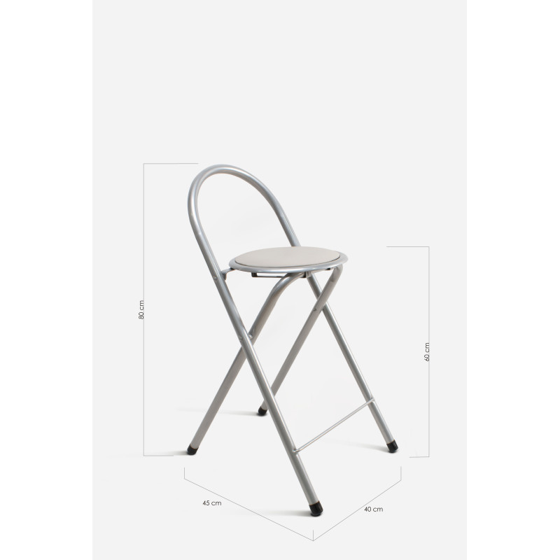 Taburete Plegable Alto Naia 40x45x80 cm | Metal y PVC Compacto