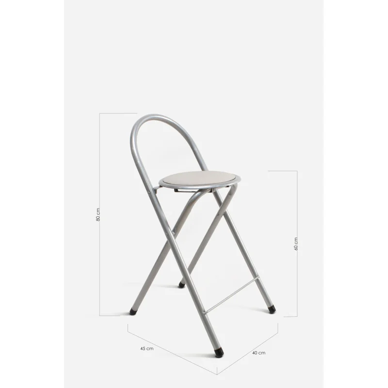 Taburete Plegable Alto Naia 40x45x80 cm | Metal y PVC Compacto