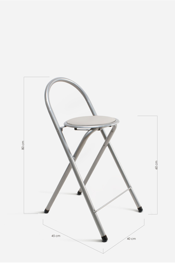 Taburete Plegable Alto Naia 40x45x80 cm | Metal y PVC Compacto