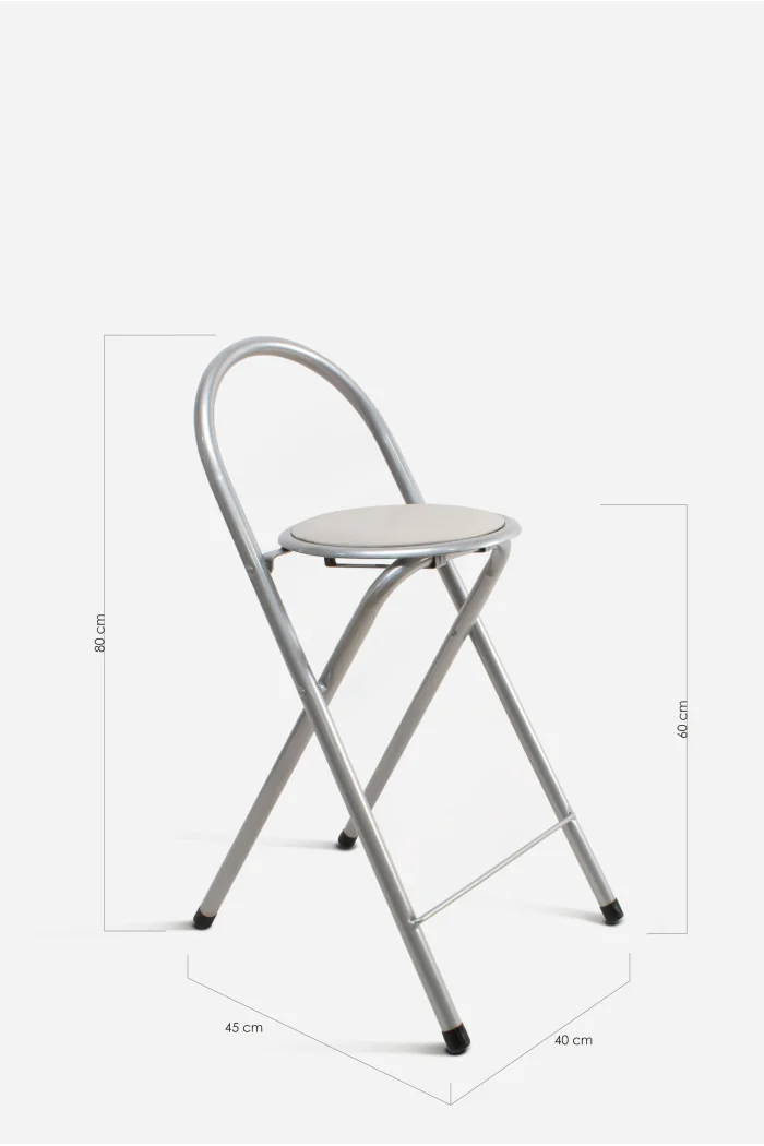 Taburete Plegable Alto Naia 40x45x80 cm | Metal y PVC Compacto