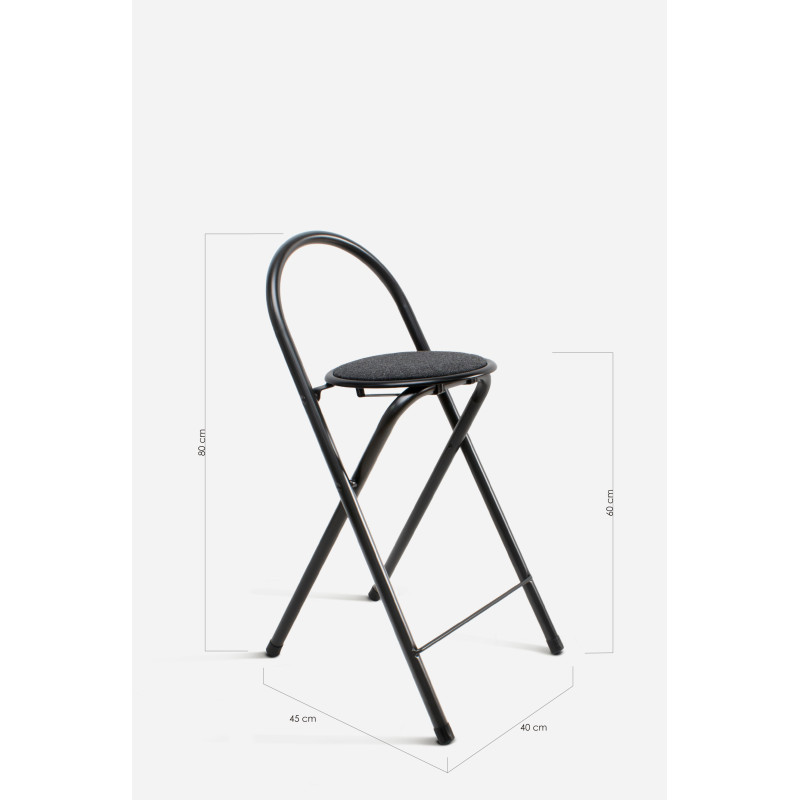 Taburete Plegable Alto Naia 40x45x80 cm | Metal y Poliéster