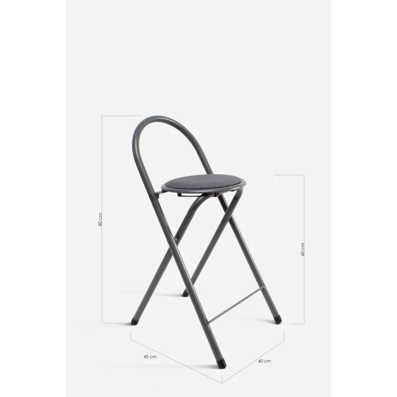 Taburete Plegable Alto Naia 40x45x80 cm | Metal y Poliéster