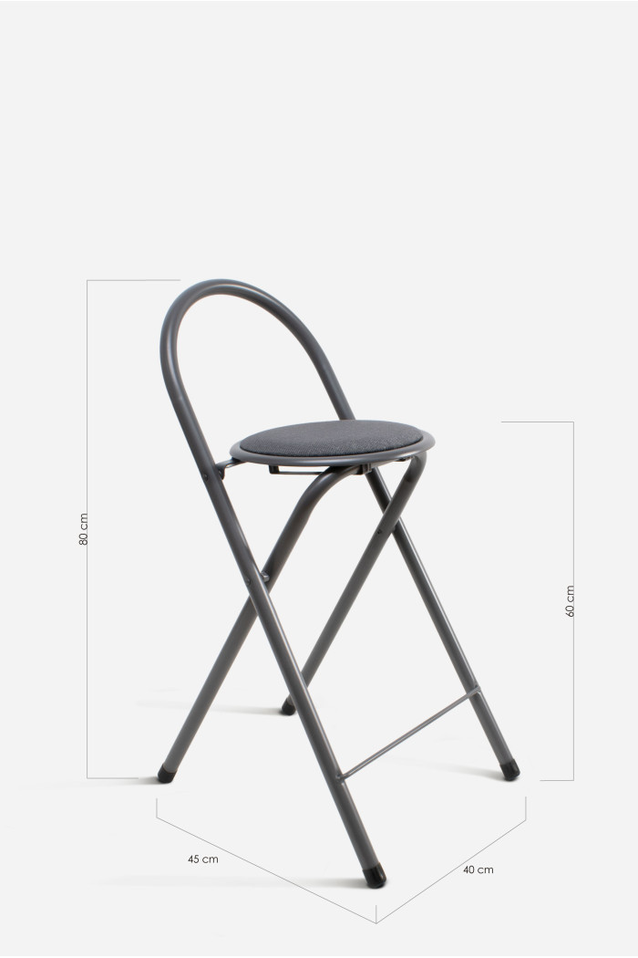 Taburete Plegable Alto Naia 40x45x80 cm | Metal y Poliéster