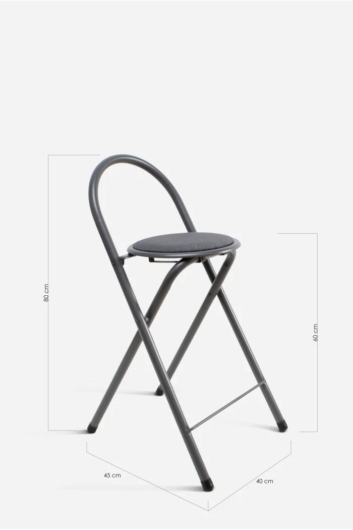 Taburete Plegable Alto Naia 40x45x80 cm | Metal y Poliéster