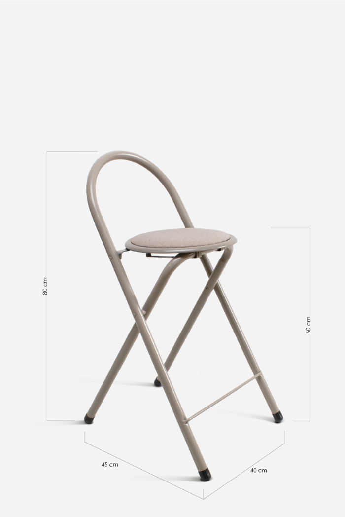 Taburete Plegable Alto Naia 40x45x80 cm | Metal y Poliéster