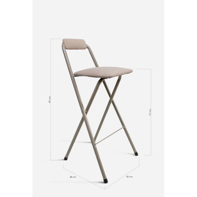 Taburete Plegable Alto Naia 48x50x99 cm | Metal y Poliéster