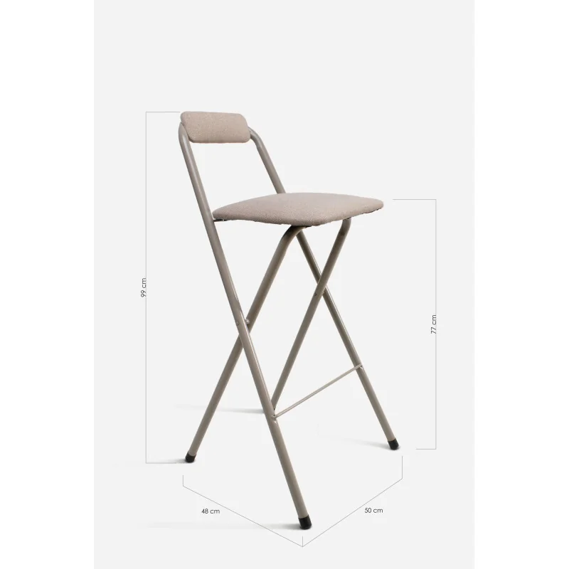 Taburete Plegable Alto Naia 48x50x99 cm | Metal y Poliéster