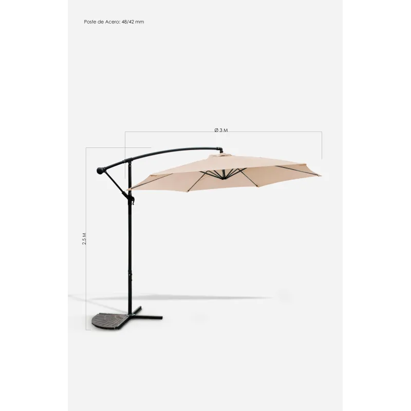 Parasol de Jardín Lateral con Poste de Aluminio/Acero - Varios Modelos
