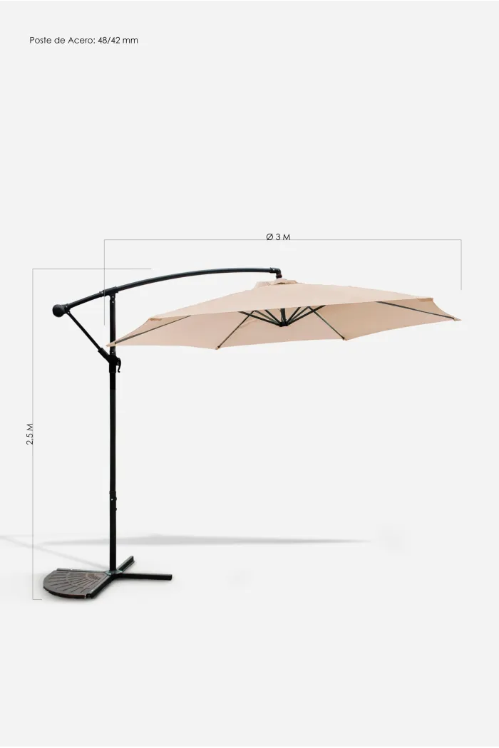Parasol de Jardín Lateral con Poste de Aluminio/Acero - Varios Modelos