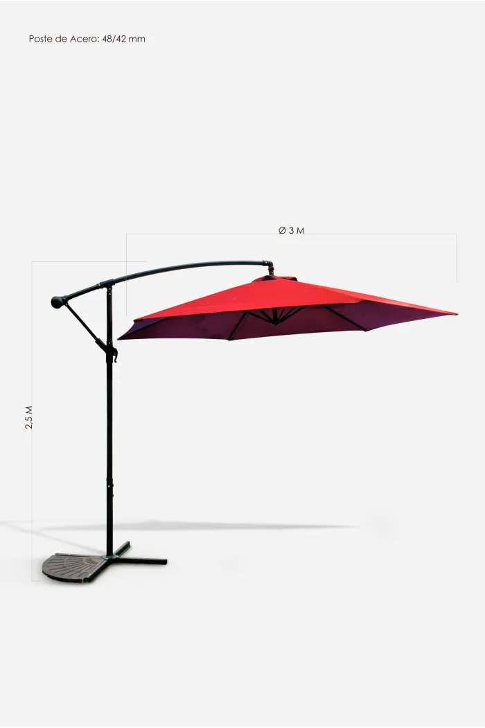 Parasol de Jardín Lateral con Poste de Aluminio/Acero - Varios Modelos