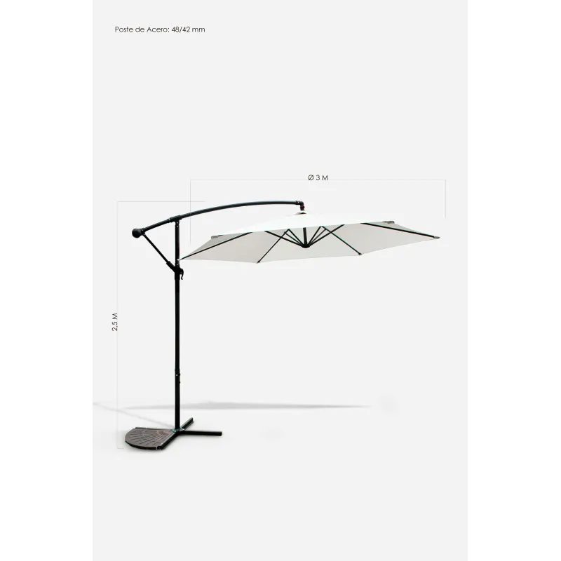 Parasol de Jardín Lateral con Poste de Aluminio/Acero - Varios Modelos