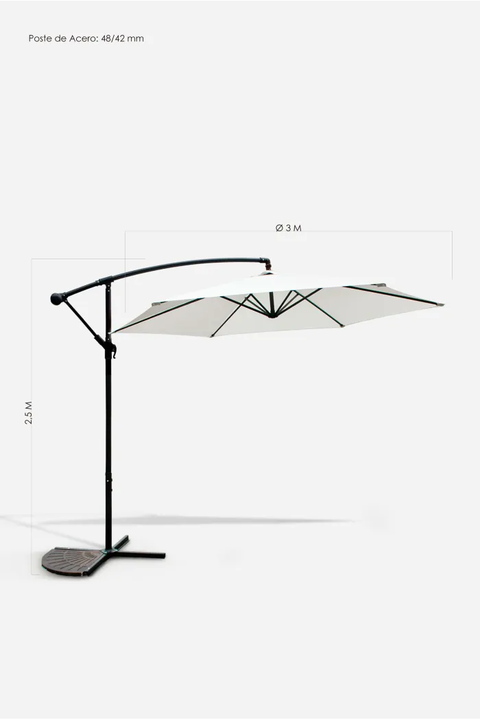 Parasol de Jardín Lateral con Poste de Aluminio/Acero - Varios Modelos
