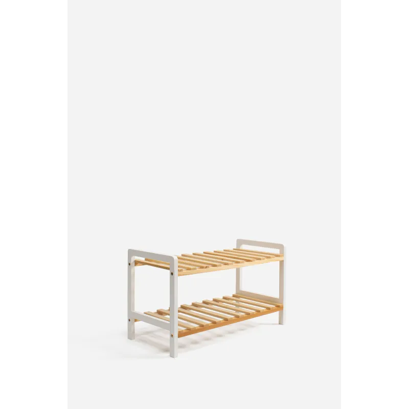 Zapatero de Madera en Varios Niveles - Natural/Blanco