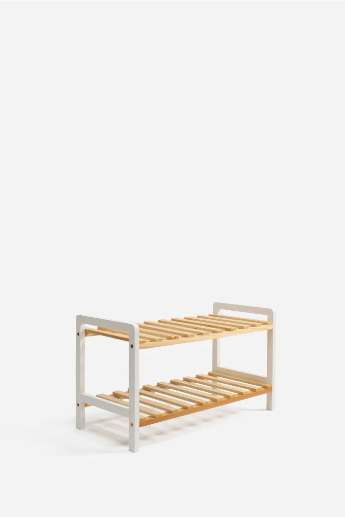 Zapatero de Madera en Varios Niveles - Natural/Blanco