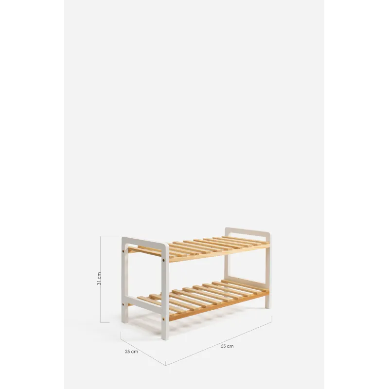 Zapatero de Madera en Varios Niveles - Natural/Blanco