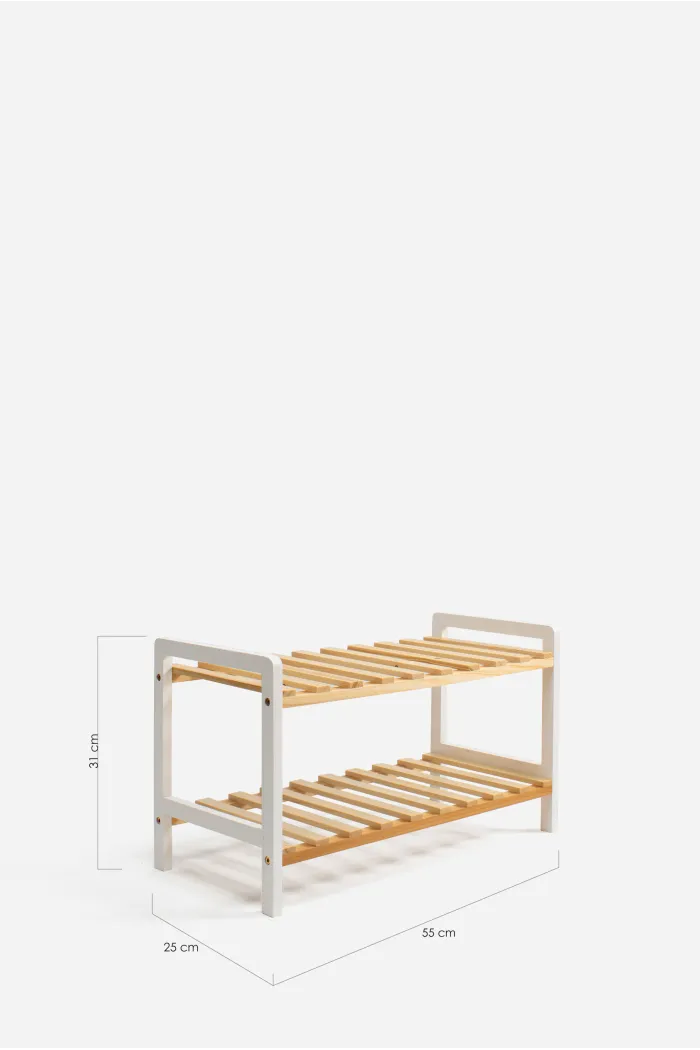Zapatero de Madera en Varios Niveles - Natural/Blanco
