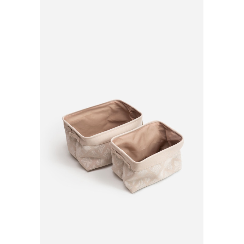 Set 2 Cajoneras Rectangulares de Tela Gris 37x27x22 cm