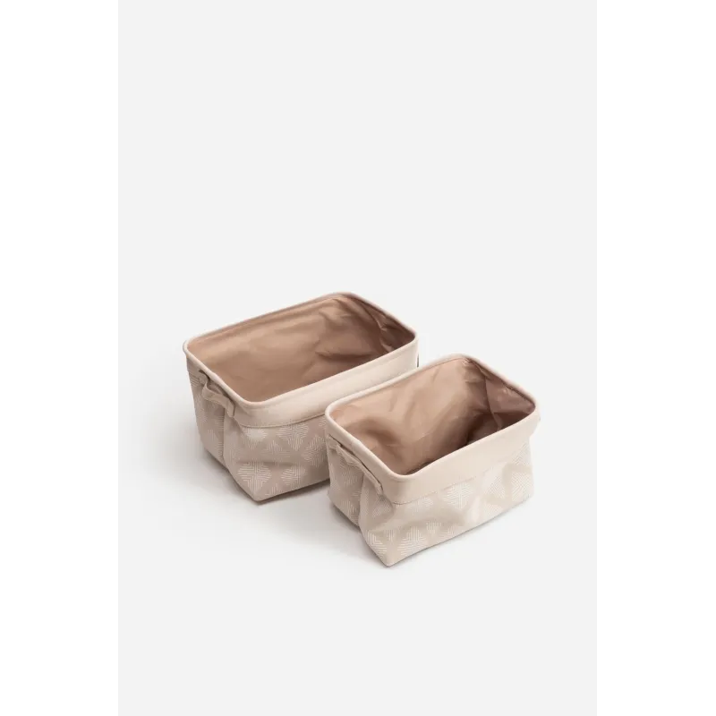 Set 2 Cajoneras Rectangulares de Tela Gris 37x27x22 cm