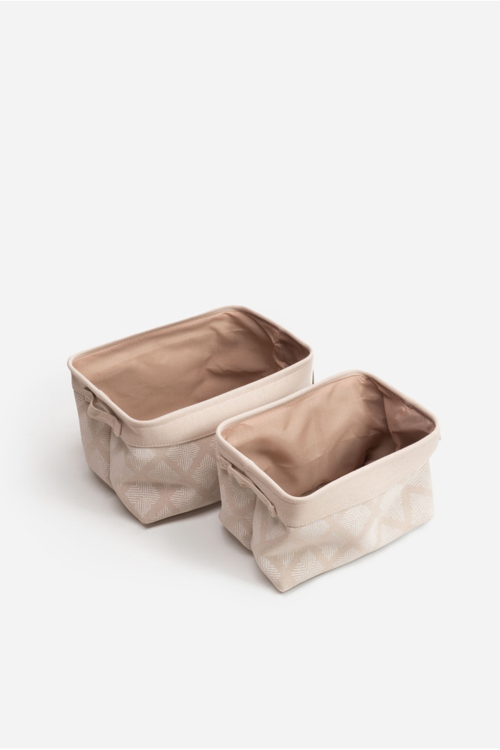 Set 2 Cajoneras Rectangulares de Tela Gris 37x27x22 cm