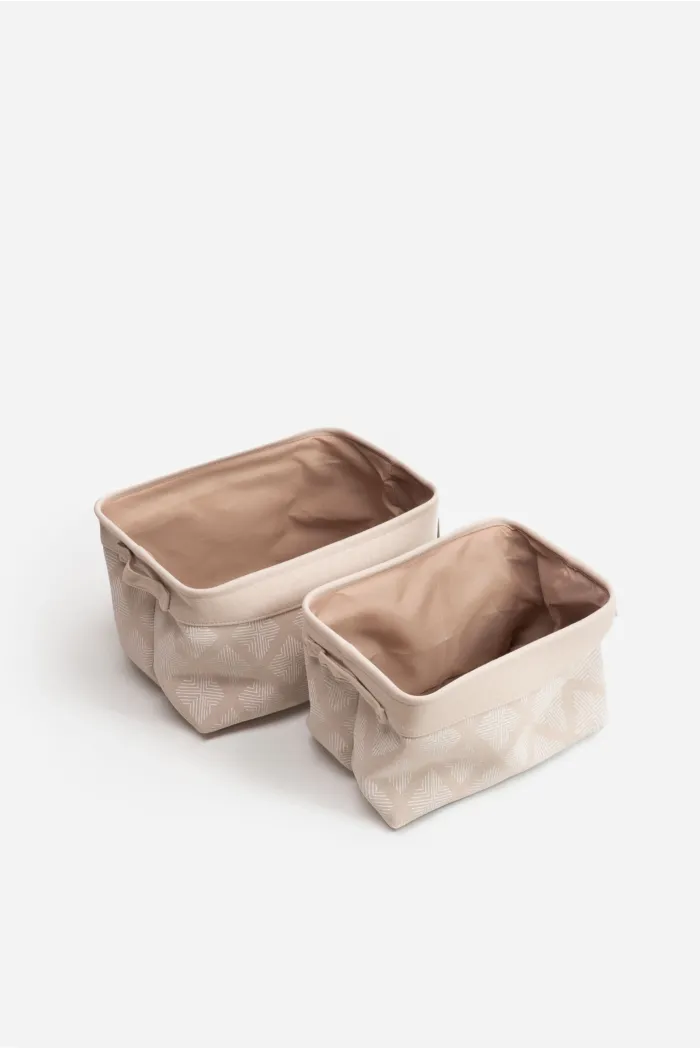 Set 2 Cajoneras Rectangulares de Tela Gris 37x27x22 cm