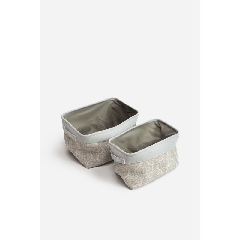Set 2 Cajoneras Rectangulares de Tela Gris 37x27x22 cm