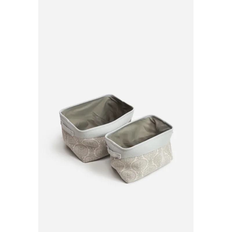 Set 2 Cajoneras Rectangulares de Tela Gris 37x27x22 cm