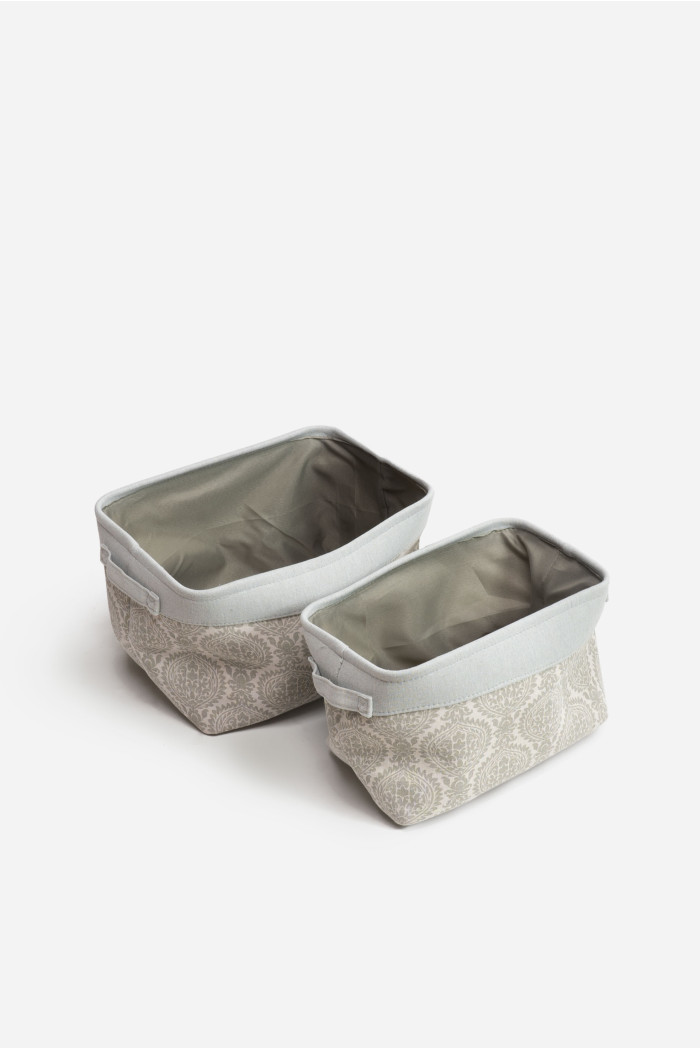 Set 2 Cajoneras Rectangulares de Tela Gris 37x27x22 cm