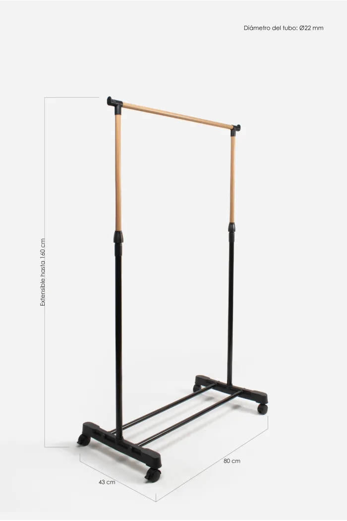 Perchero Extensible de Metal con Ruedas Ajustable 90 hasta 160 cm - 3 Modelos