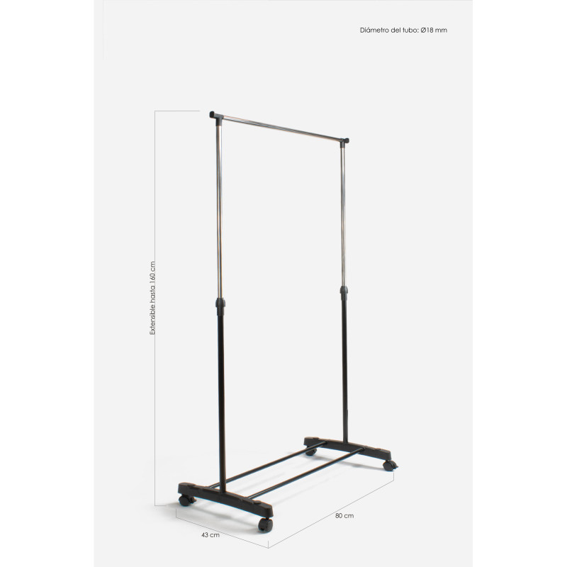 Perchero Extensible de Metal con Ruedas Ajustable 90 hasta 160 cm - 3 Modelos