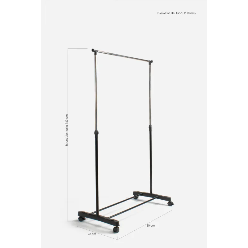 Perchero Extensible de Metal con Ruedas Ajustable 90 hasta 160 cm - 3 Modelos