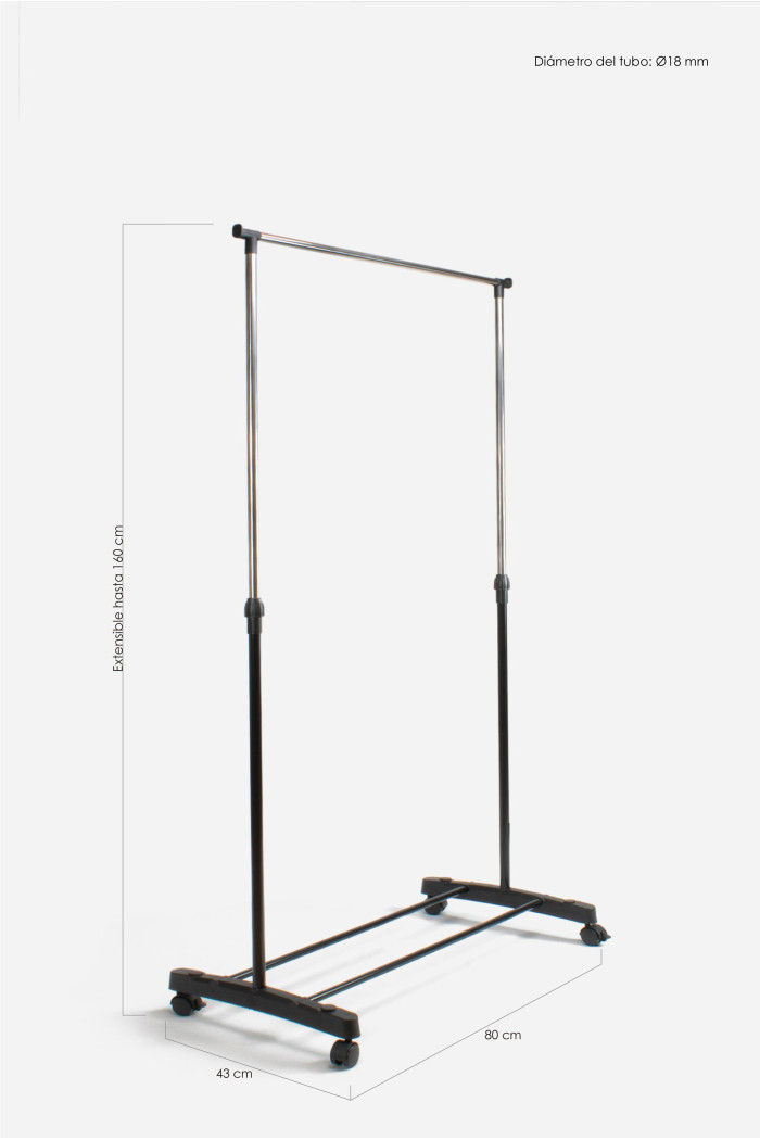 Perchero Extensible de Metal con Ruedas Ajustable 90 hasta 160 cm - 3 Modelos